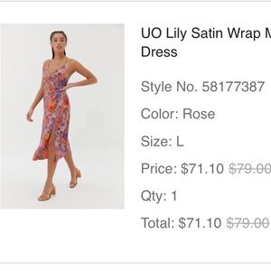 UO Lily Satin Wrap MIDI Dress